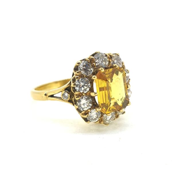 1.90ct Yellow Sapphire and Diamond Cluster Engagement Ring in 18ct Yellow Gold