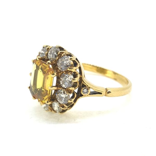 1.90ct Yellow Sapphire and Diamond Cluster Engagement Ring in 18ct Yellow Gold