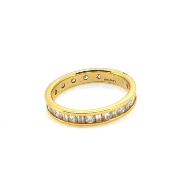 Baguette and Brilliant Diamond Full Eternity Band Ring in 18ct Yellow Gold, 1 carat total