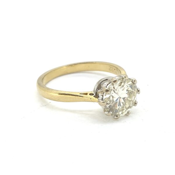 Single Stone 2.22ct Brilliant Cut Diamond Solitaire Engagement Ring in 18ct Yellow Gold