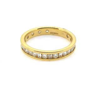 1ct Baguette and Brilliant Diamond Full Eternity Band Ring in 18ct Yellow Gold