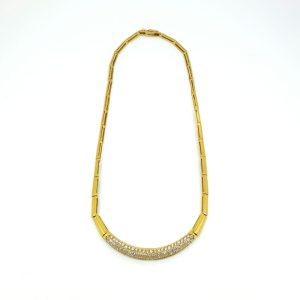 Retro 2ct Diamond Set Gold Collar Necklace