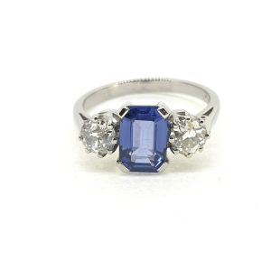 2ct Sapphire and Diamond Trilogy Engagement Ring