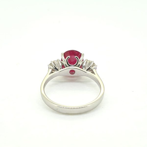 2.87ct Oval Ruby and Diamond Trilogy Engagement Ring