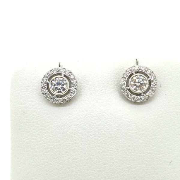 0.80ct Diamond Halo Cluster Stud Earrings in 18ct White Gold