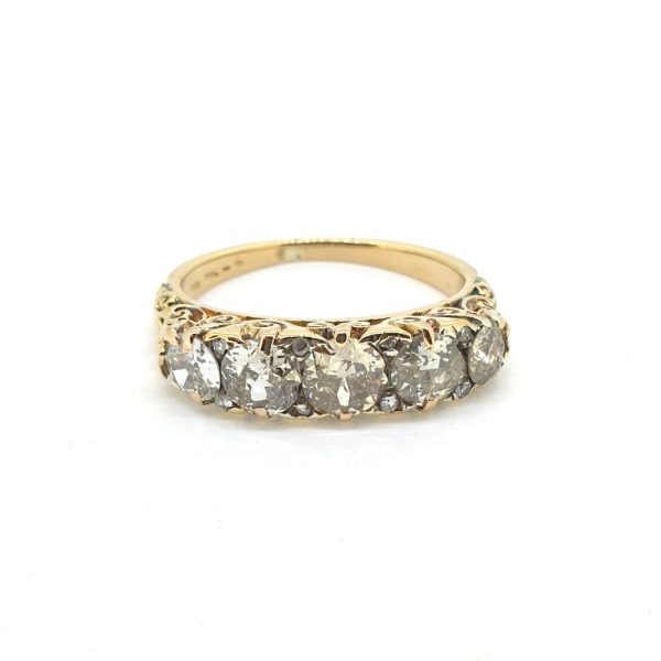 Victorian Antique 2.50ct Diamond Five Stone Ring in 18ct Yellow Gold