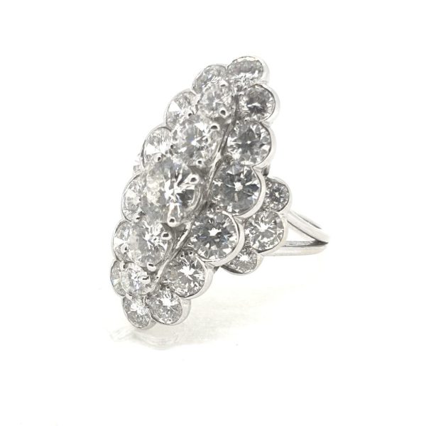 Navette Shaped Diamond Cluster Ring, 5.50 carat total