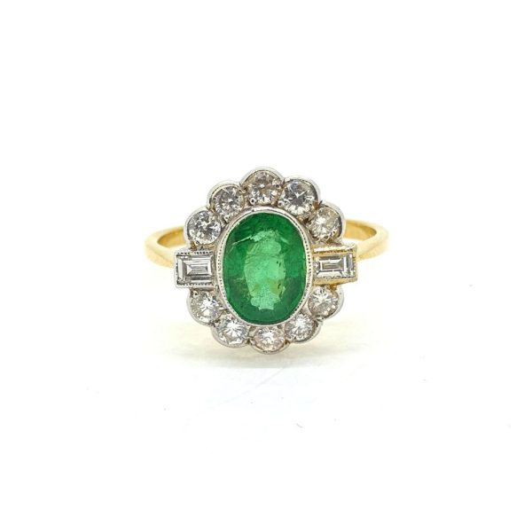 1.20ct Emerald and Diamond Floral Cluster Ring in 18ct Gold