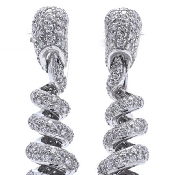 Briolette Cut Amethyst and Diamond Spiral Drop Earrings