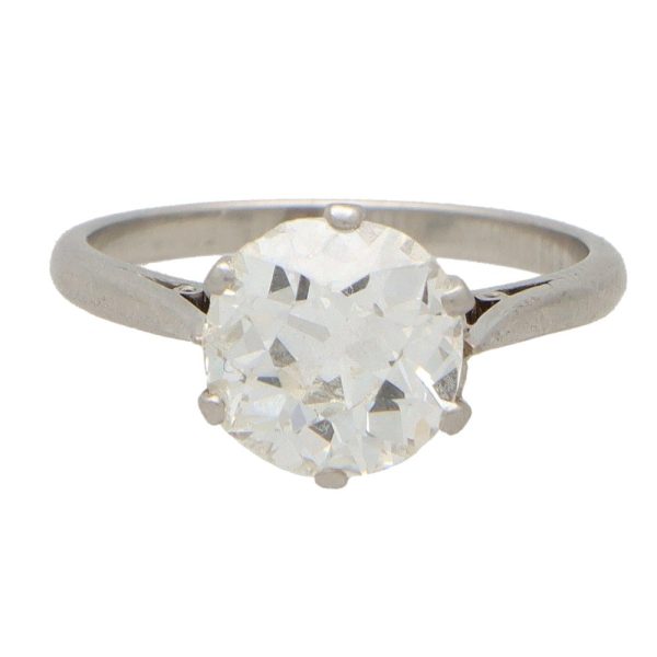 1.80ct Old Mine Cut Diamond Solitaire Engagement Ring