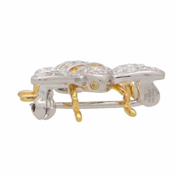 Yellow Sapphire and Diamond Bee Brooch in 18ct white and yellow gold