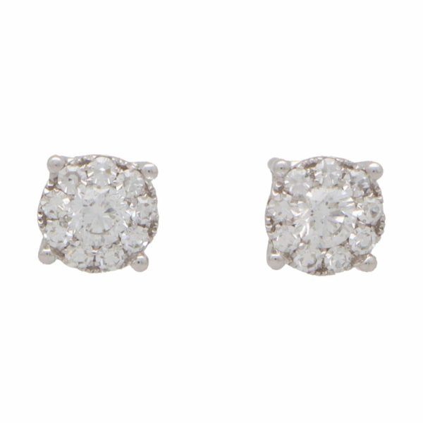 0.48ct Round Brilliant Cut Diamond Cluster Stud Earrings in 18ct White Gold