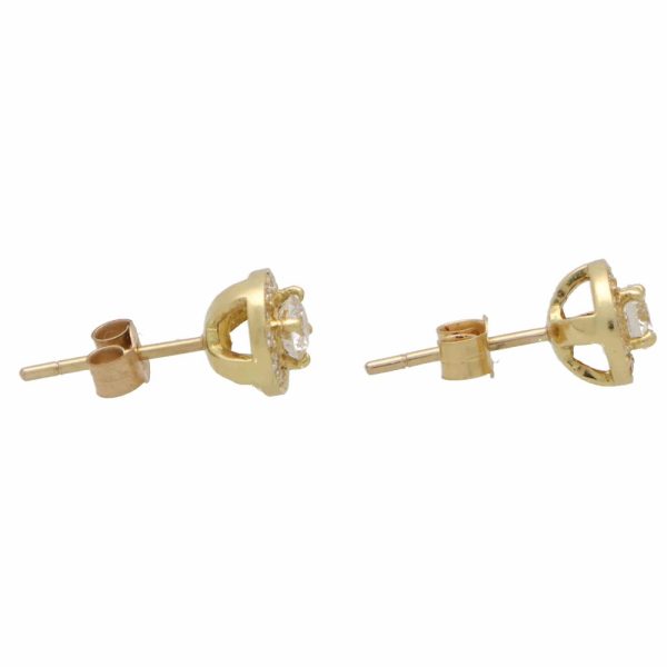 Round Diamond Halo Stud Earrings, 0.68ct