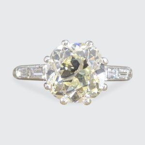 Antique Art Deco 2.57ct Old Mine Cut Diamond Engagement Ring
