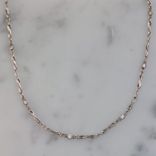 Antique Art Deco Diamond Set Platinum Chain Necklace