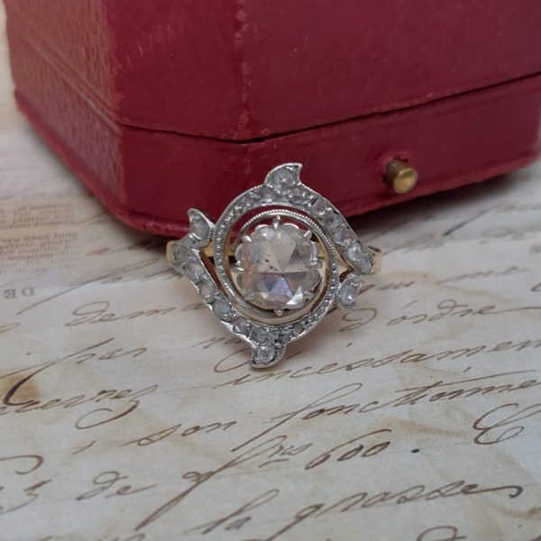 Antique Edwardian Rose Cut Diamond Cluster Ring