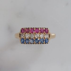 Antique Edwardian Sapphire Ruby and Diamond Ring
