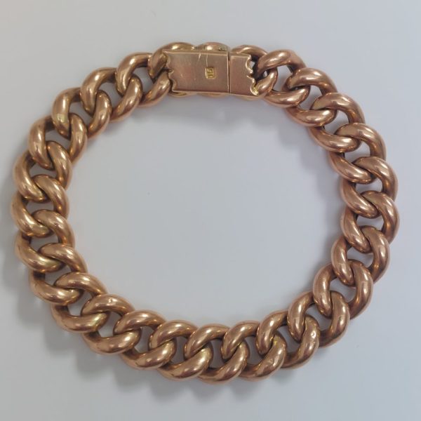 Antique Victorian 15ct Rose Gold Curb Bracelet