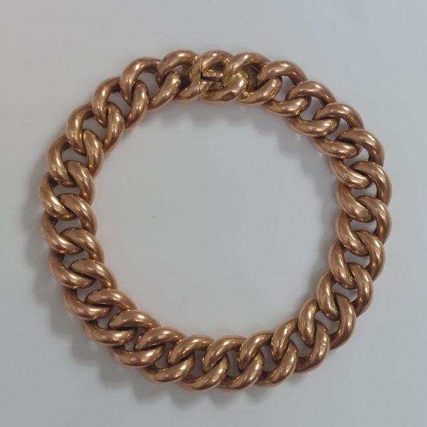 Antique Victorian 15ct Rose Gold Curb Bracelet