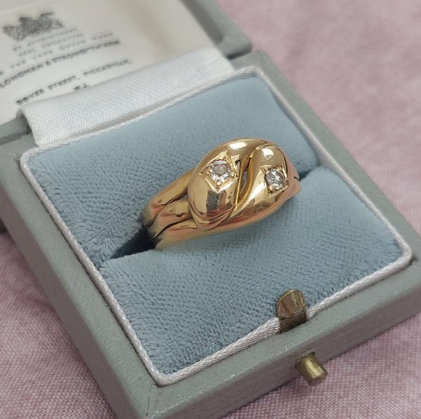 Antique Victorian Double Snake Diamond Set Ring