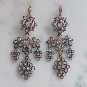 Antique Victorian Old Cut Diamond Drop Earrings, 3.75cts