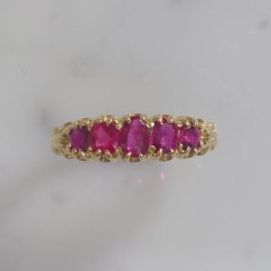 Antique Victorian Ruby Five Stone Ring, 1.25ct