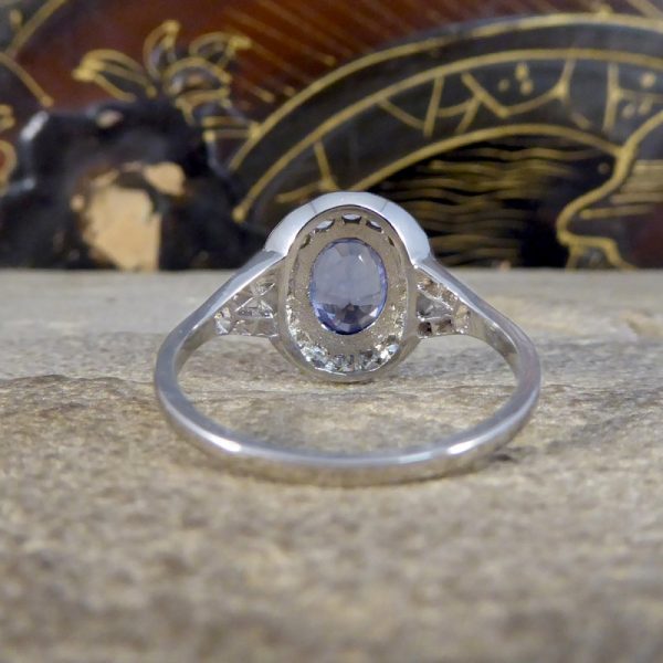 Art Deco Style 1.50ct Sapphire and Diamond Cluster Ring