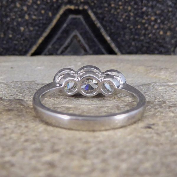 Brilliant Cut Diamond Collar Set Three Stone Ring, 1.45ct 