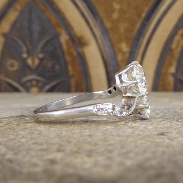 Edwardian Antique 2.02ct Early Brilliant Cut Toi Et Moi Ring