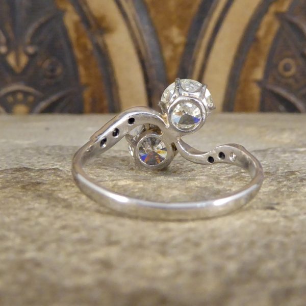 Edwardian Antique 2.02ct Early Brilliant Cut Toi Et Moi Ring