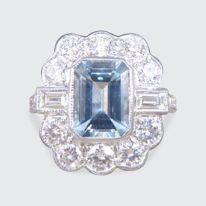 Edwardian Style 1.30ct Aquamarine and Diamond Ring