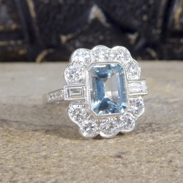 Edwardian Style 1.30ct Aquamarine and Diamond Ring