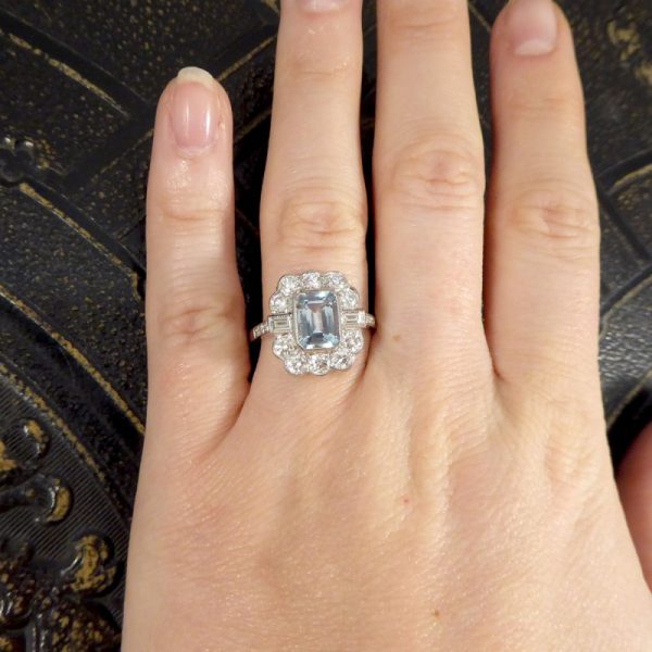 Edwardian Style 1.30ct Aquamarine and Diamond Ring