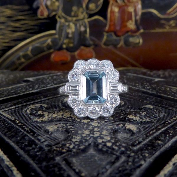 Edwardian Style 1.30ct Aquamarine and Diamond Ring