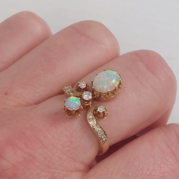 Edwardian Style Opal and Diamond Tiara Ring