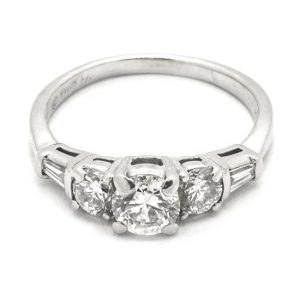 GIA Certified Vintage Three Stone Diamond Engagement Ring