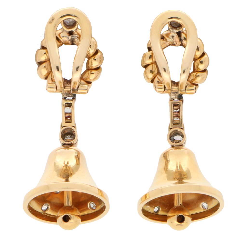 Antique Victorian Old Cut Diamond Bell Drop Earrings