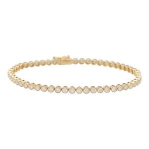 Rub Over Diamond Line Bracelet in Yellow Gold, 2.88 carats