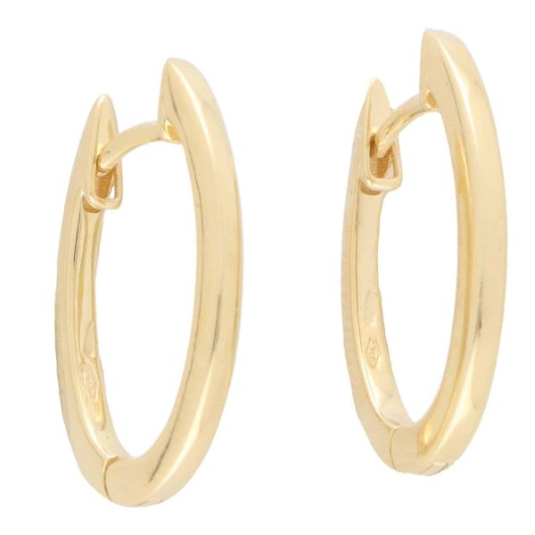 Solid 18ct Yellow Gold Oval Hoop Earrings