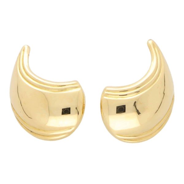 Vintage 1980s Chunky 18ct Yellow Gold Curved Earrings