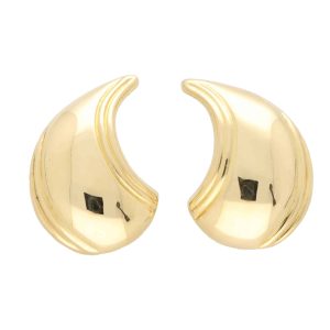 Vintage Chunky 18ct Yellow Gold Curved Earrings
