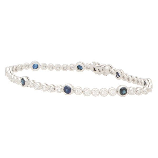 Modern Sapphire and Diamond Line Bracelet, 1.74cts