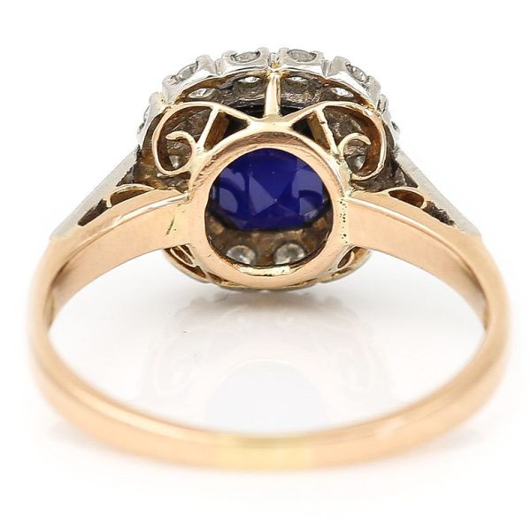 Vintage 1950s Sapphire and Diamond Cluster Engagement Ring