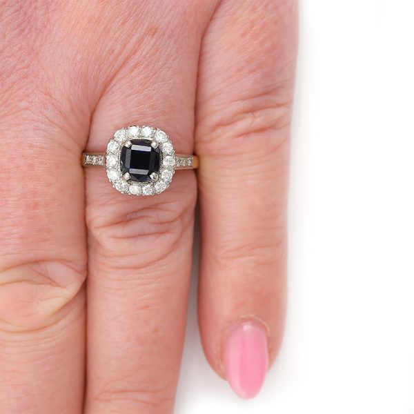 Vintage 1950s Sapphire and Diamond Cluster Engagement Ring