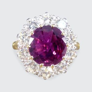 Vintage 3.15ct Ruby and Diamond Cluster Ring