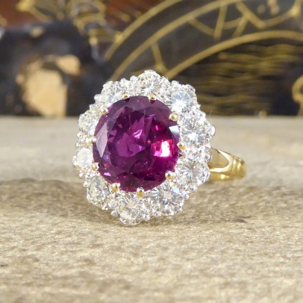 Vintage 3.15ct Ruby and Diamond Cluster Ring