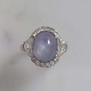 Vintage Cabochon Sapphire and Diamond Ring, 8cts