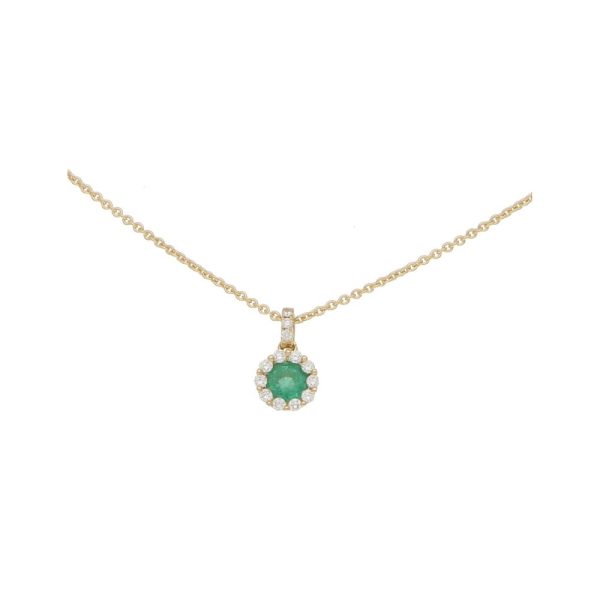 0.34ct Emerald and Diamond Cluster Pendant Necklace