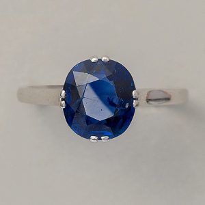 Art Deco 2.85ct Natural Burma Sapphire Solitaire Ring