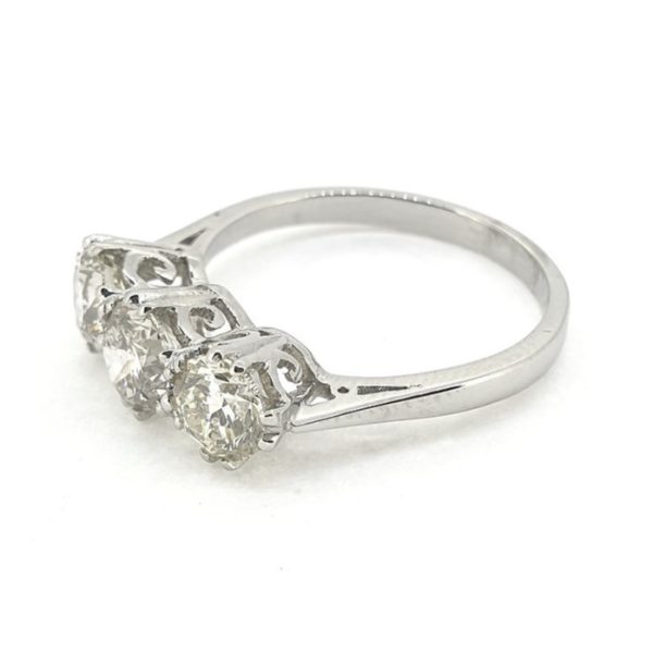 Three Stone Diamond Engagement Ring in Platinum, 1.70 carats